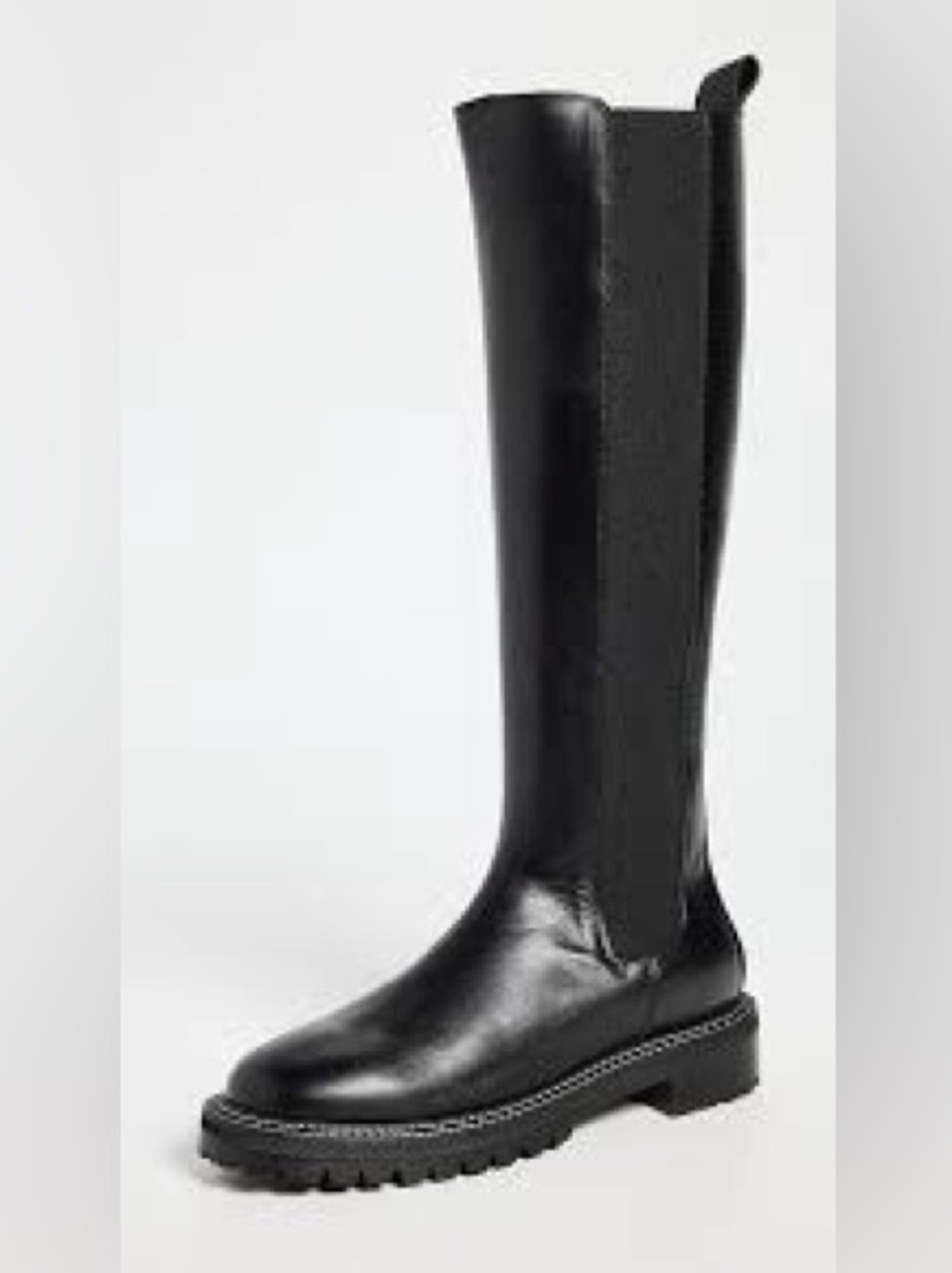 Staud Palamino Knee-high Black Leather Riding Boot with Lug Sole Size 36